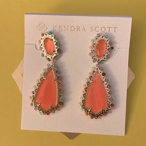 Kendra Scott Camry Drop Earrings in coral .